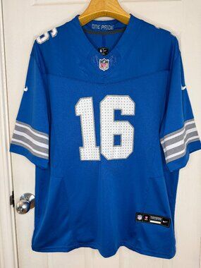 Jared Goff Detroit Lions #16 Nike Vapor FUSE Jersey Blue Gray White Size XXL